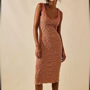 Free People Set The Bar Smocked Midi Dress Size M